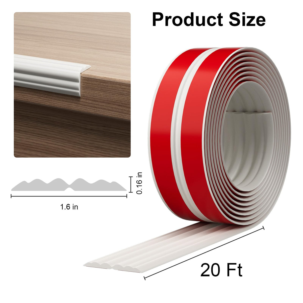 Elvone edge guard in white with self-adhesive backing for quick, durable edge protection