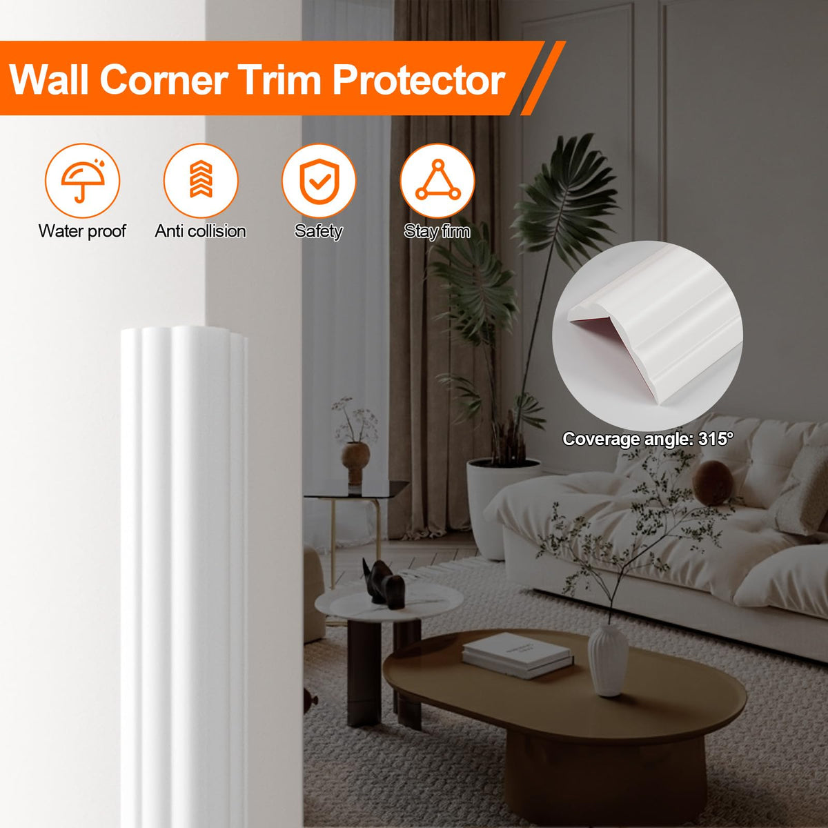 Elvone wall corner molding protects inside corners and coordinates with modern interiors