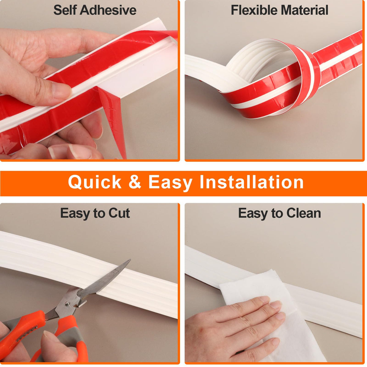 Elvone waterproof edge strip safeguards floors and tiles in kitchens and bathrooms