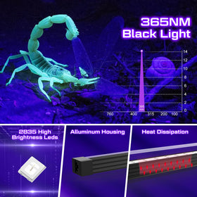Elwoks 16-inch UV bar provides bright fluorescence for various displays.