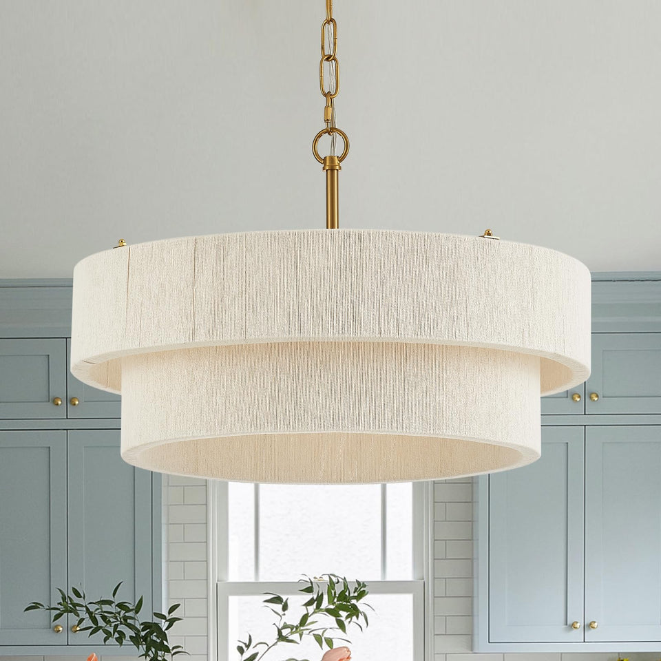 ELYCCUPA 20 inch hand woven rattan chandelier enhances boho style in living rooms