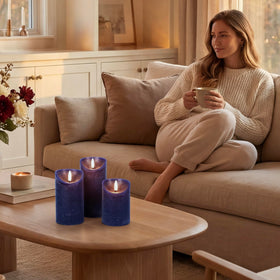 Bedroom ambiance enhanced by safe flickering light from Elyrae candle.