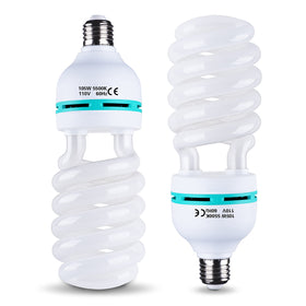 EMART 105W spiral CFL close-up showing daylight 5500K for soft shadow portrait lighting