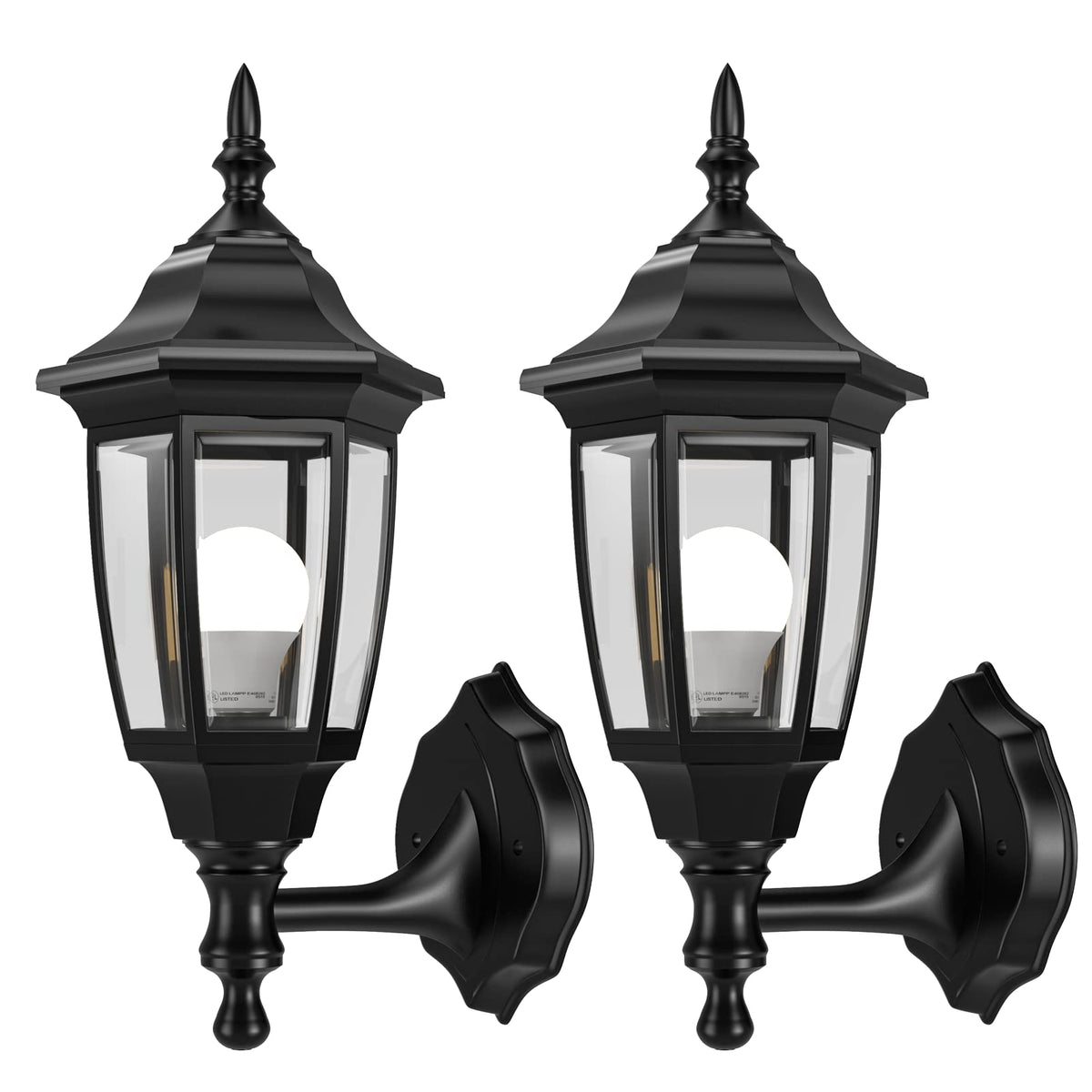 EMART outdoor wall light with bulbs in black finish for inviting entry lighting