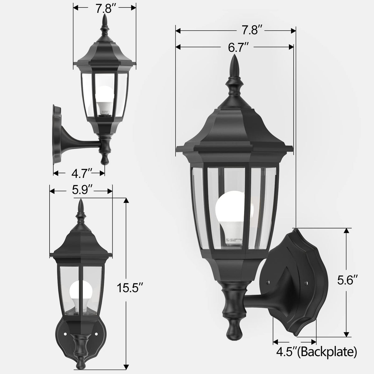 EMART patio lantern with beveled clear plastic adds ambient glow