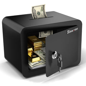 Emasme small safe with key-slot deposit closeup for easy deposits