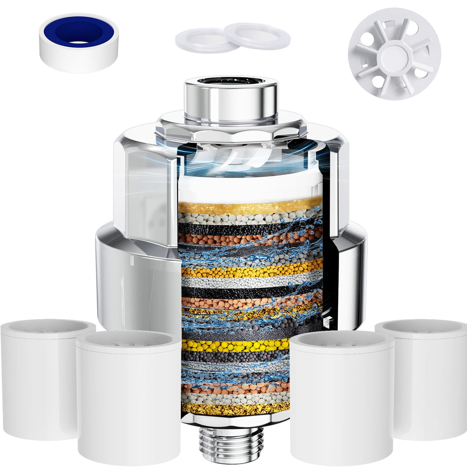 EMBATHER shower filter chrome body demonstrates durable filtration design for modern bathrooms