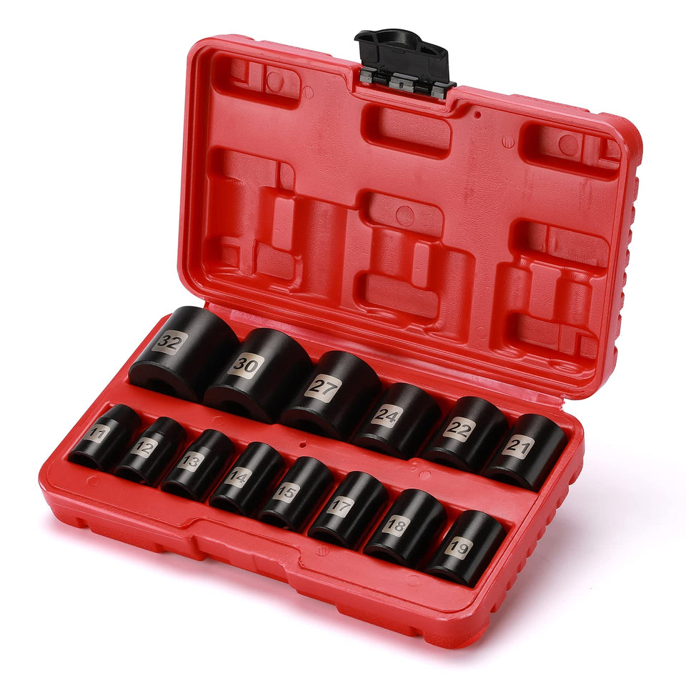 EMENTOL 14-piece 1/2 drive socket set with metric sizes for versatile tightening tasks
