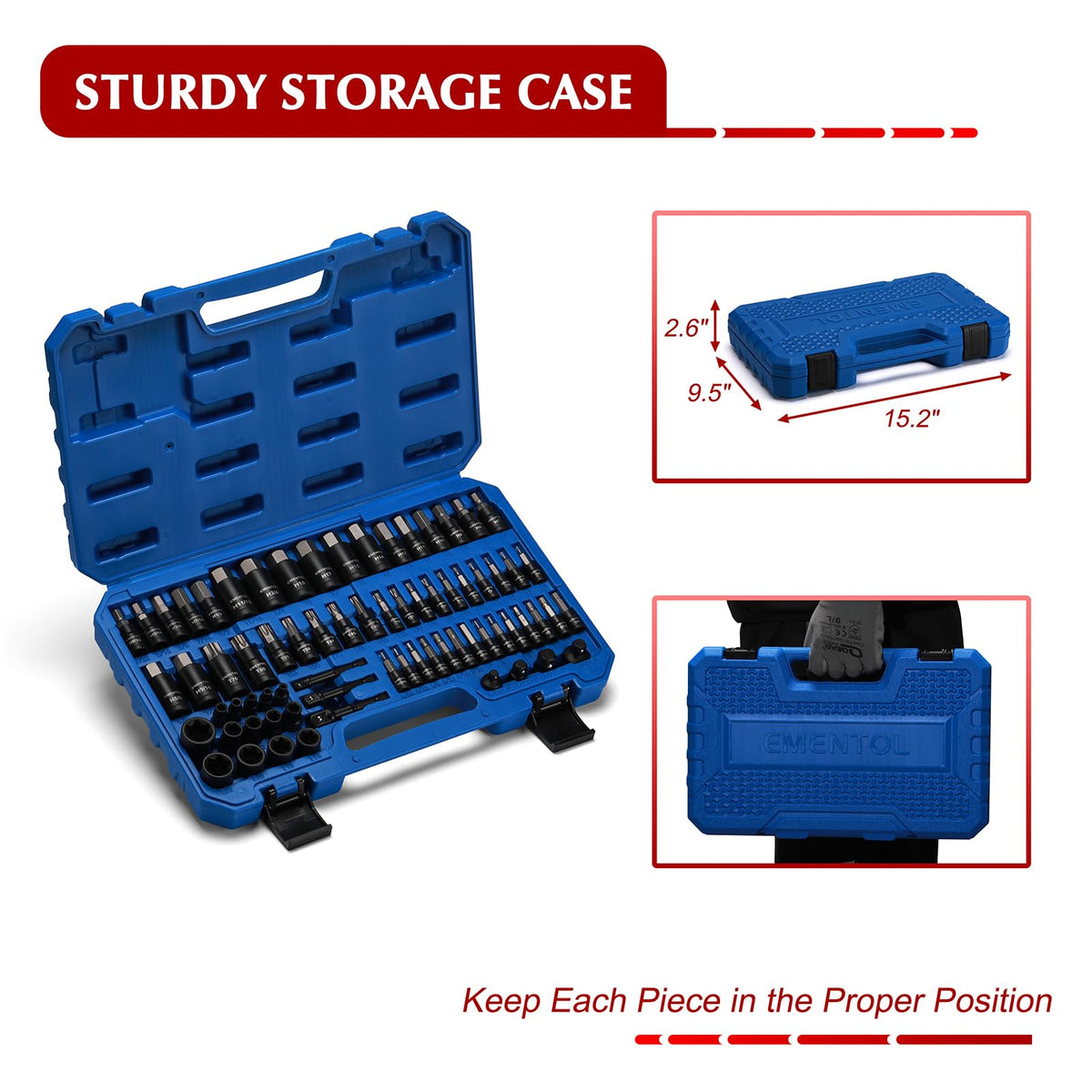 EMENTOL chrome-vanadium steel socket base supports tough professional tasks