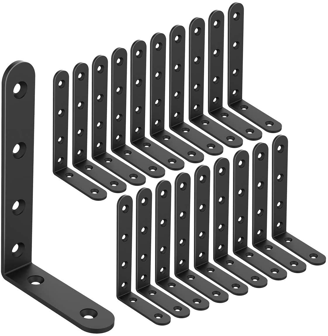 Emeroll 20pcs heavy-duty L corner brackets for sturdy shelf support.