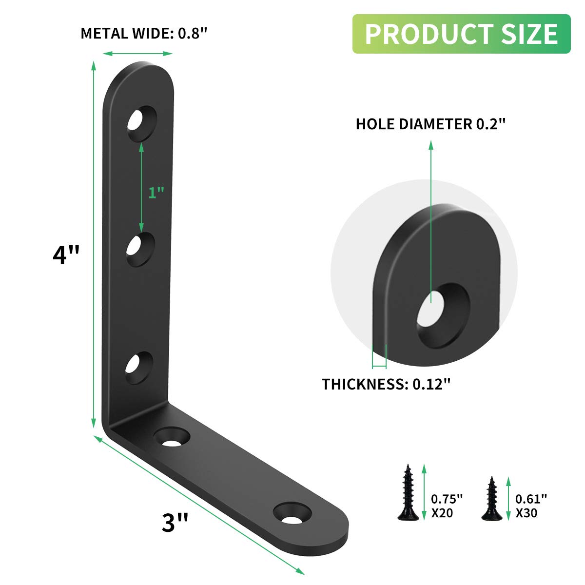 Emeroll L-bracket set with screws for quick, secure mounting.