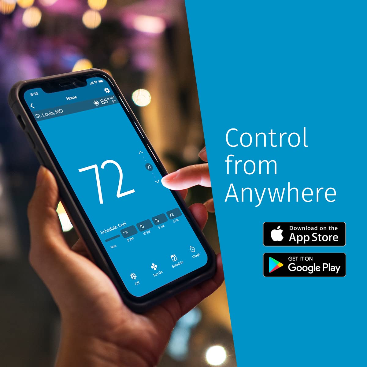 Mobile app control lets you adjust comfort from anywhere.