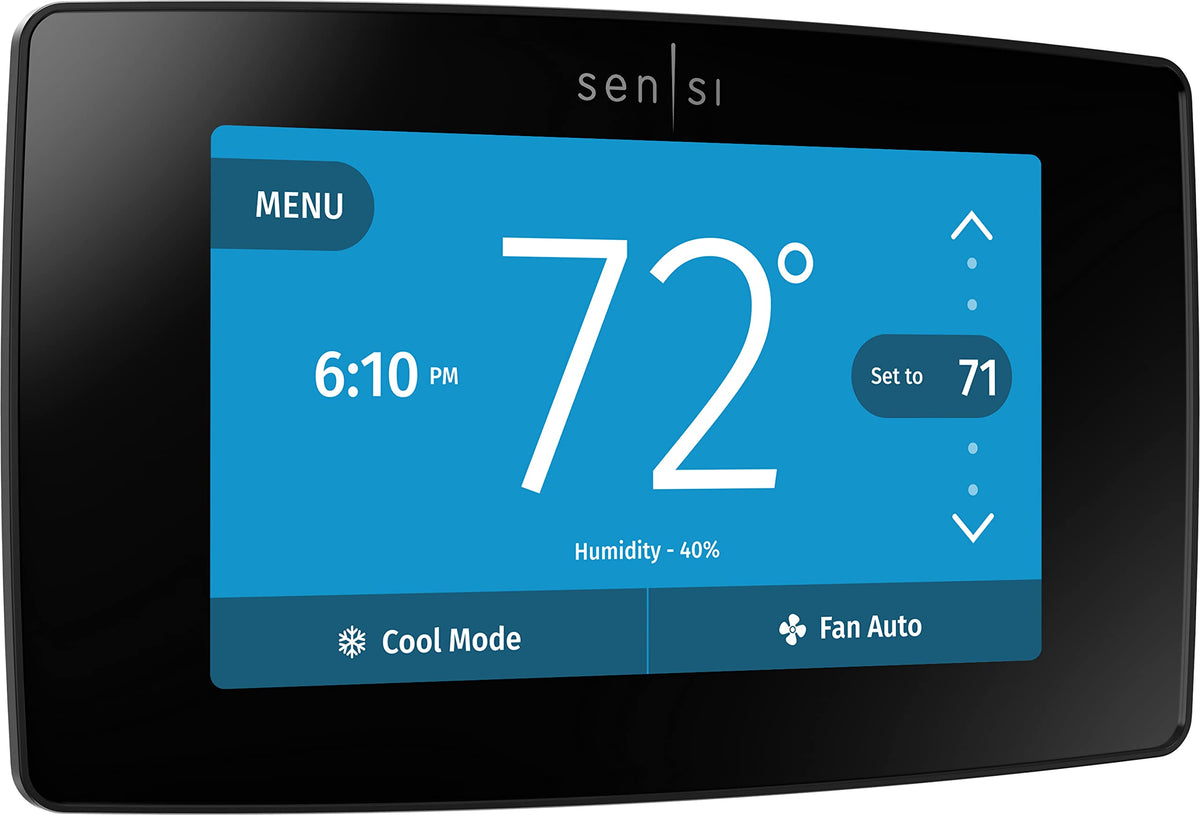 Emerson Sensi Touch color display on wall for easy, clear temperature control.