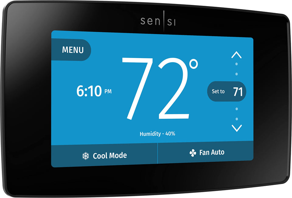 Emerson Sensi Touch color display on wall for easy, clear temperature control.