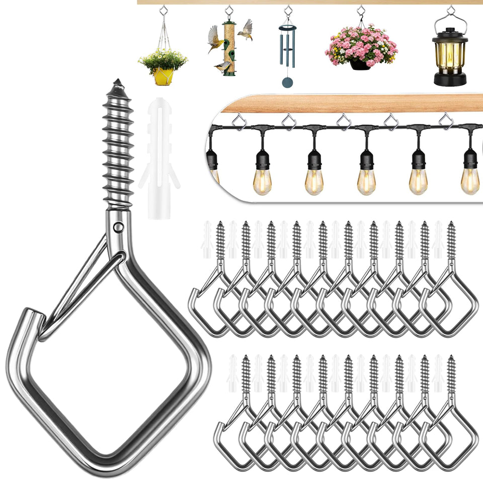 Emiluil 20 Pcs eye screw hooks for durable indoor and outdoor use.