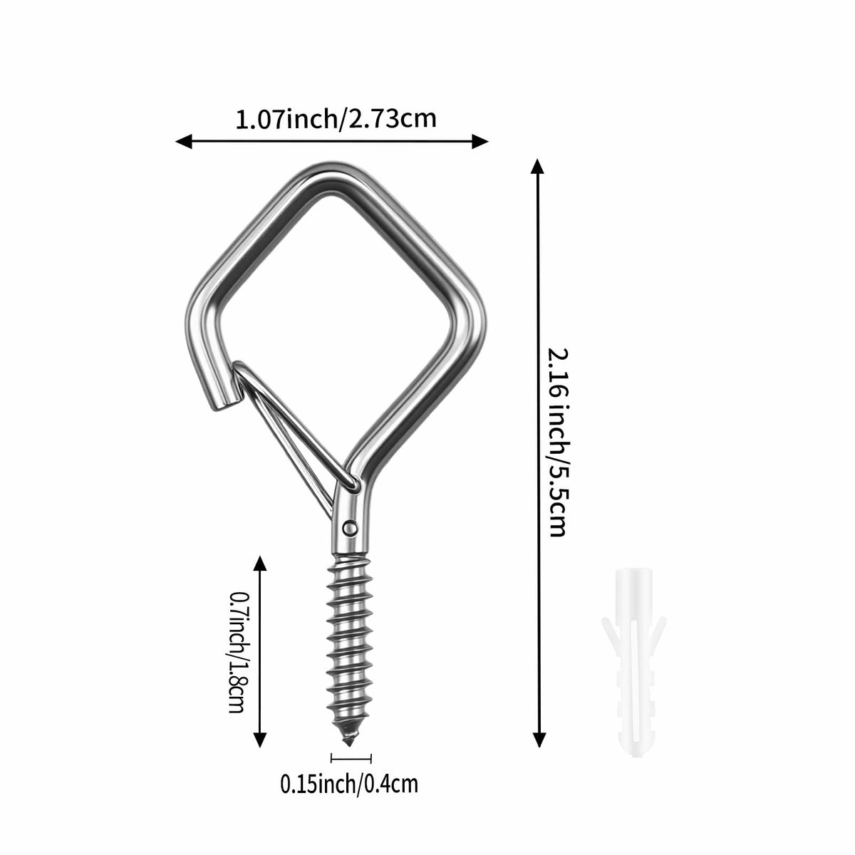 Emiluil windproof ceiling hook with 2.2-inch eye for secure outdoor hanging.