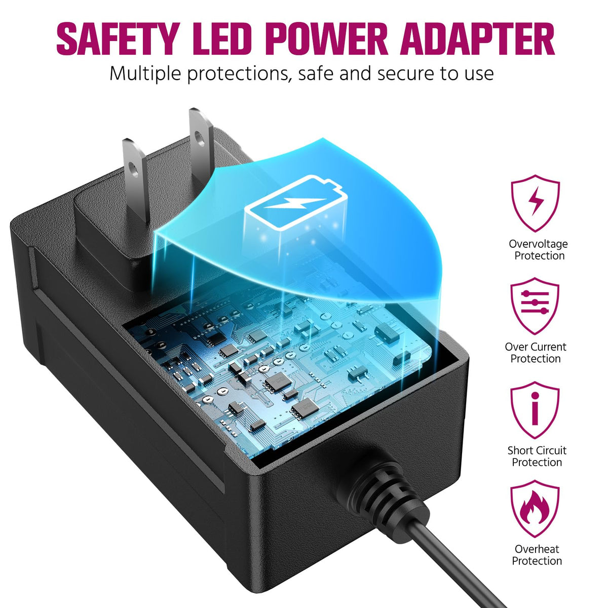 EMITEVER 24V DC jack 5.5x2.1mm for easy plug-and-play.