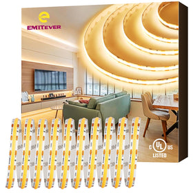 EMITEVER COB LED strip lights warm white 16.4ft reel for seamless ambient lighting