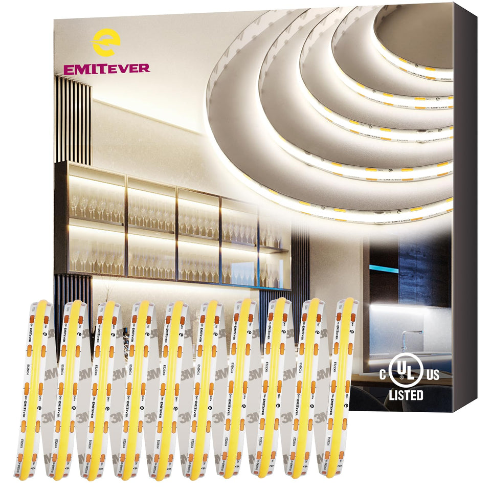 EMITEVER COB LED strip neutral white 32.8ft reel for versatile room illumination
