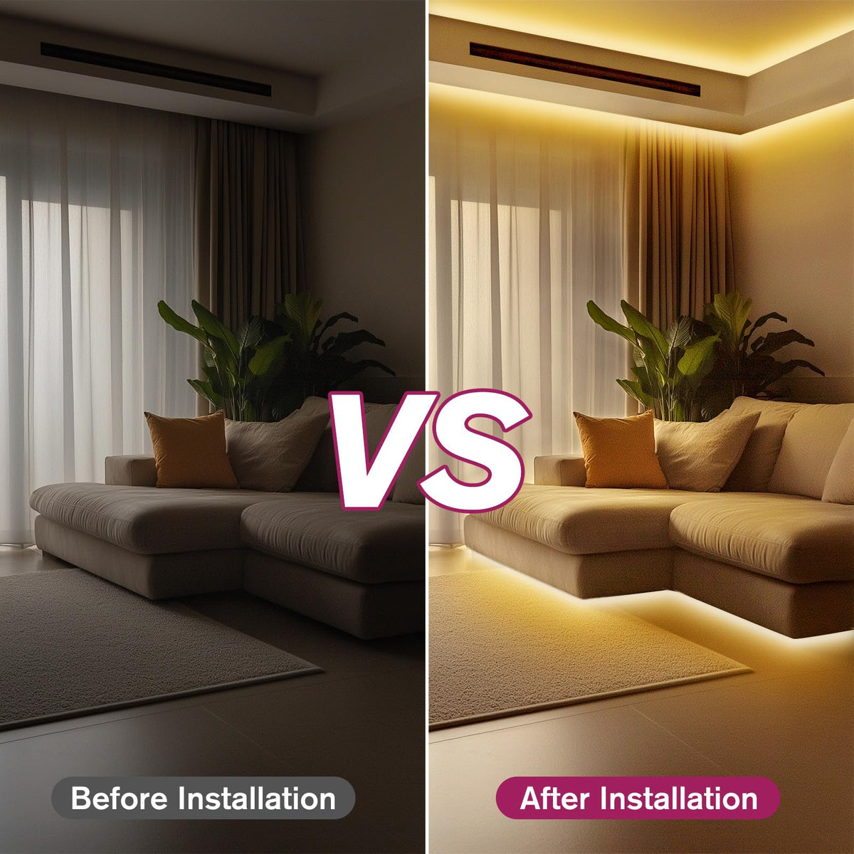 Long run of EMITEVER COB LED strip spanning 32.8 ft of continuous light