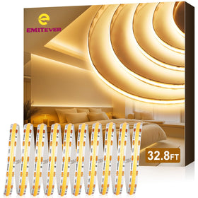 EMITEVER COB LED strip light, warm white, 32.8ft reel, ideal for under-cabinet tasks