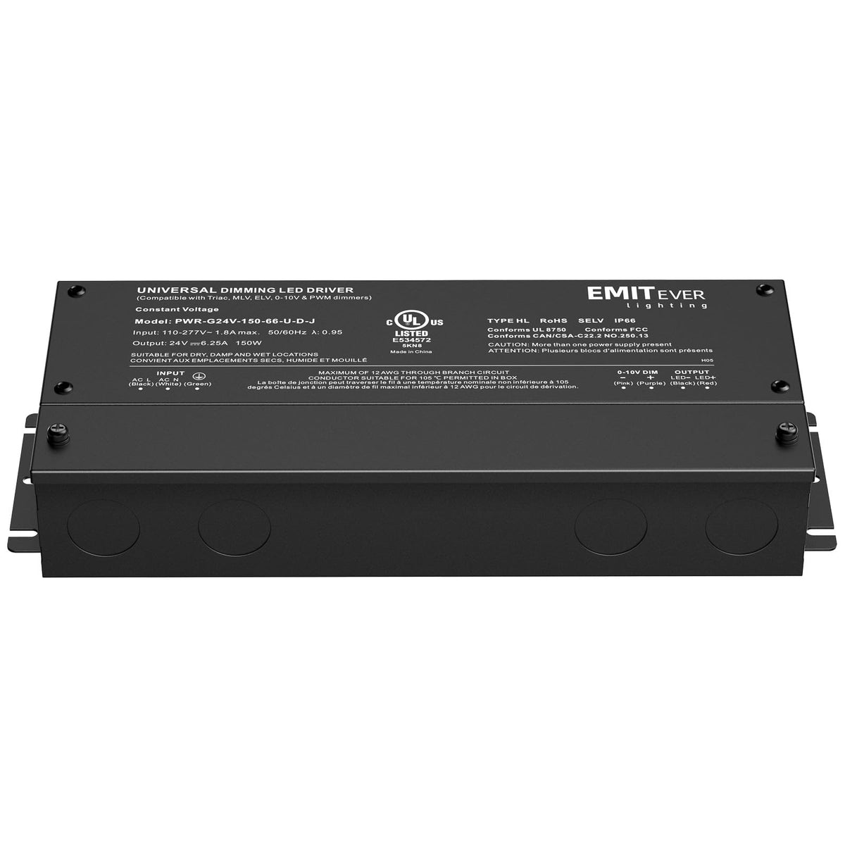 EMITEVER dimmable LED driver installation feet enable secure mounting