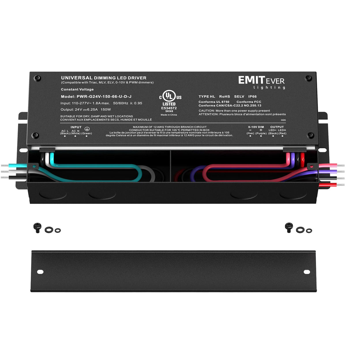 EMITEVER dimmable LED driver side connectors for quick, clean wiring