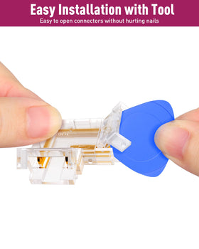 EMITEVER transparent L-shaped connector ideal for discreet lighting.