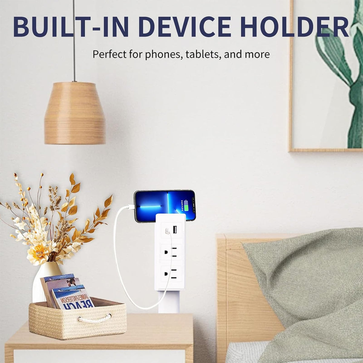 Emitymutic outlet extender plug-in action shows tool-free setup.