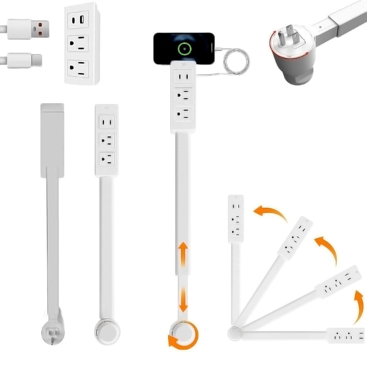 Emitymutic outlet extender rotates for flexible angles in tight spaces.