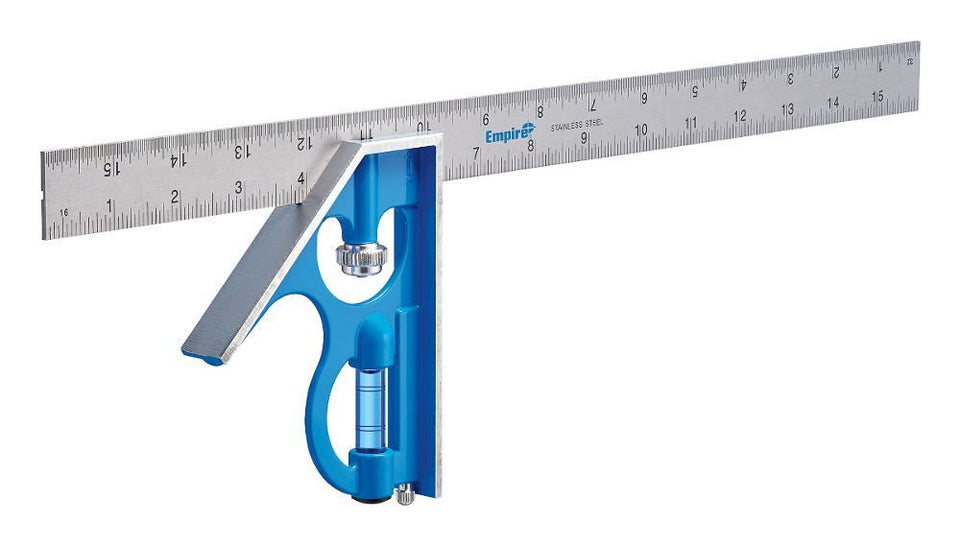Empire E280 16-Inch etched blade shows precise inch markings for layout accuracy.