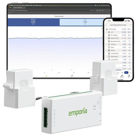 Emporia Vue 3 in panel showing real time energy usage.