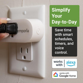 Emporia wifi smart plug with timer enables scheduled on/off routines.