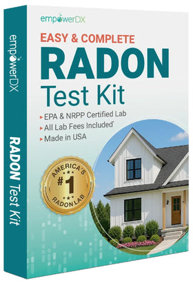 empowerDX radon test kit packaging ready for simple at-home testing.