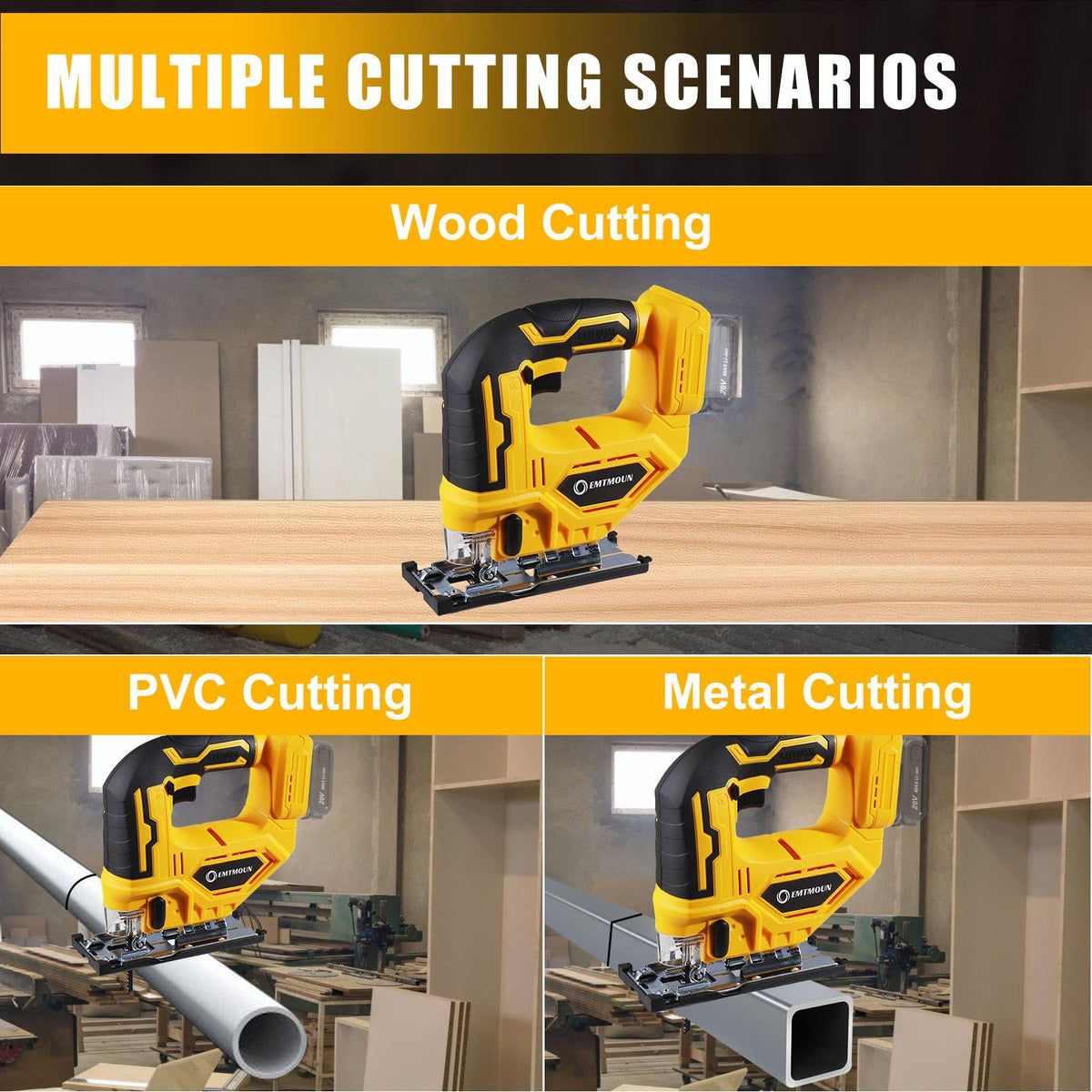 EMTMOUN three orbital settings for material-specific cutting performance