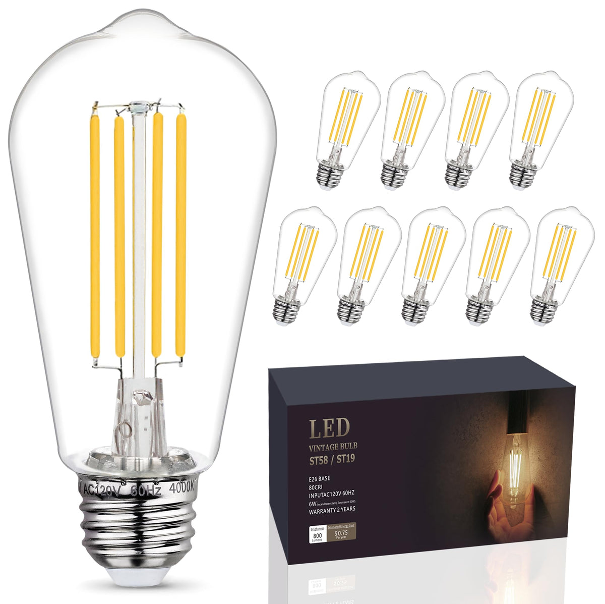 EMYMLITE shatterproof LED Edison bulb with 60W equivalence for safe, stylish illumination.