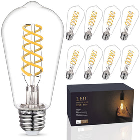EMYMLITE 8-pack LED filament bulbs with vintage clear appearance for ceiling fixtures