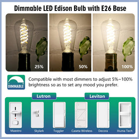 EMYMLITE dimmable 120V filament bulb for adjustable mood lighting