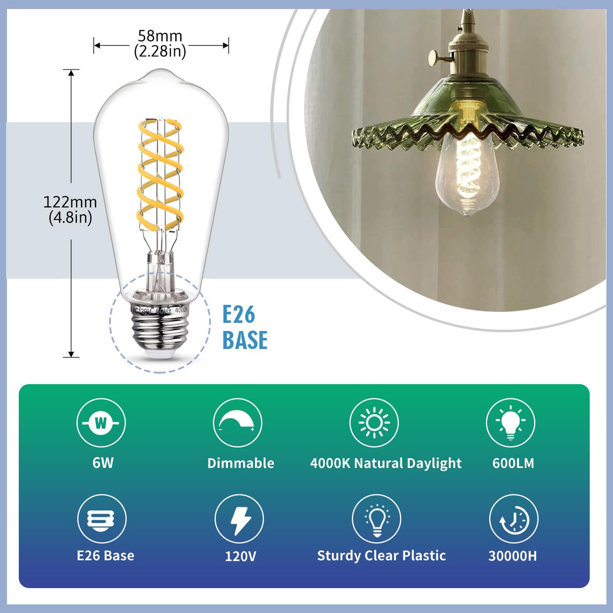 EMYMLITE neutral white 4000K filament glow for natural daylight-like ambiance