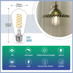 EMYMLITE neutral white 4000K filament glow for natural daylight-like ambiance