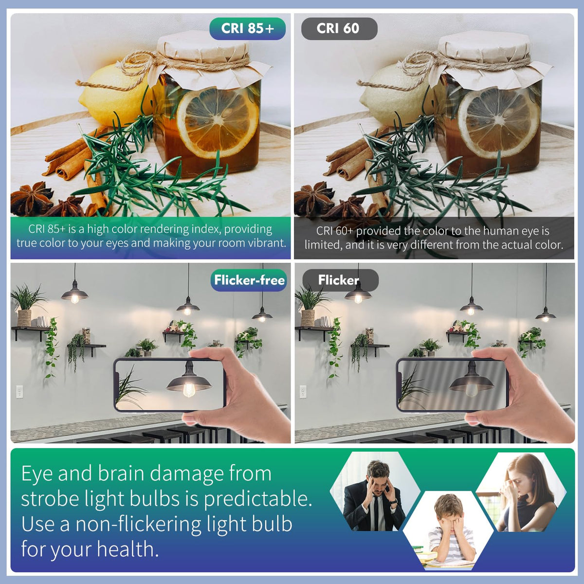 EMYMLITE safe filament bulbs with no mercury or UV exposure