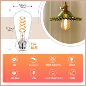 EMYMLITE ST19/ST58 vintage filament bulbs with antique spiral design for decorative lighting