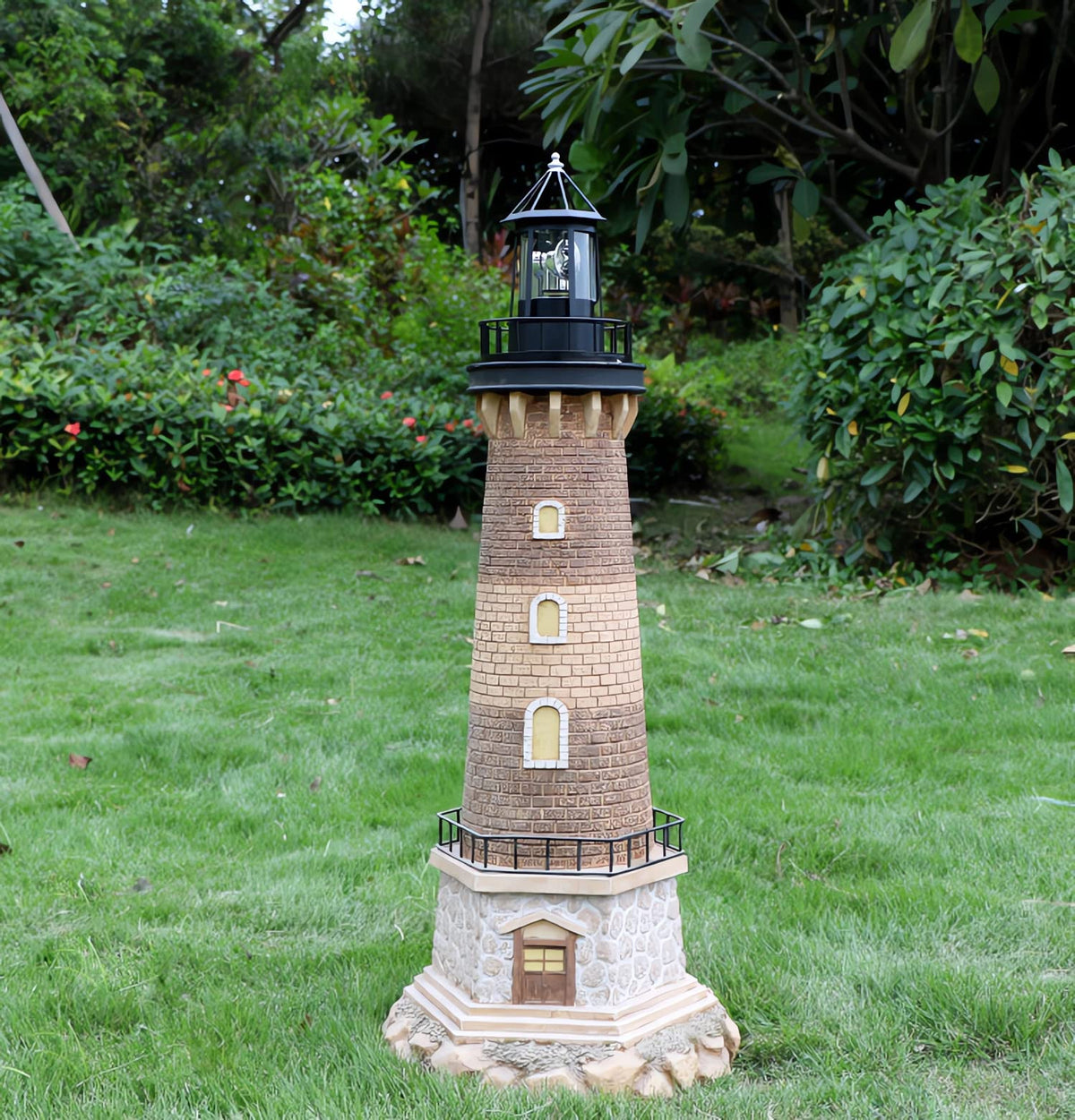 Enajucy Mediterranean-style lighthouse lamp adds coastal flair outdoors