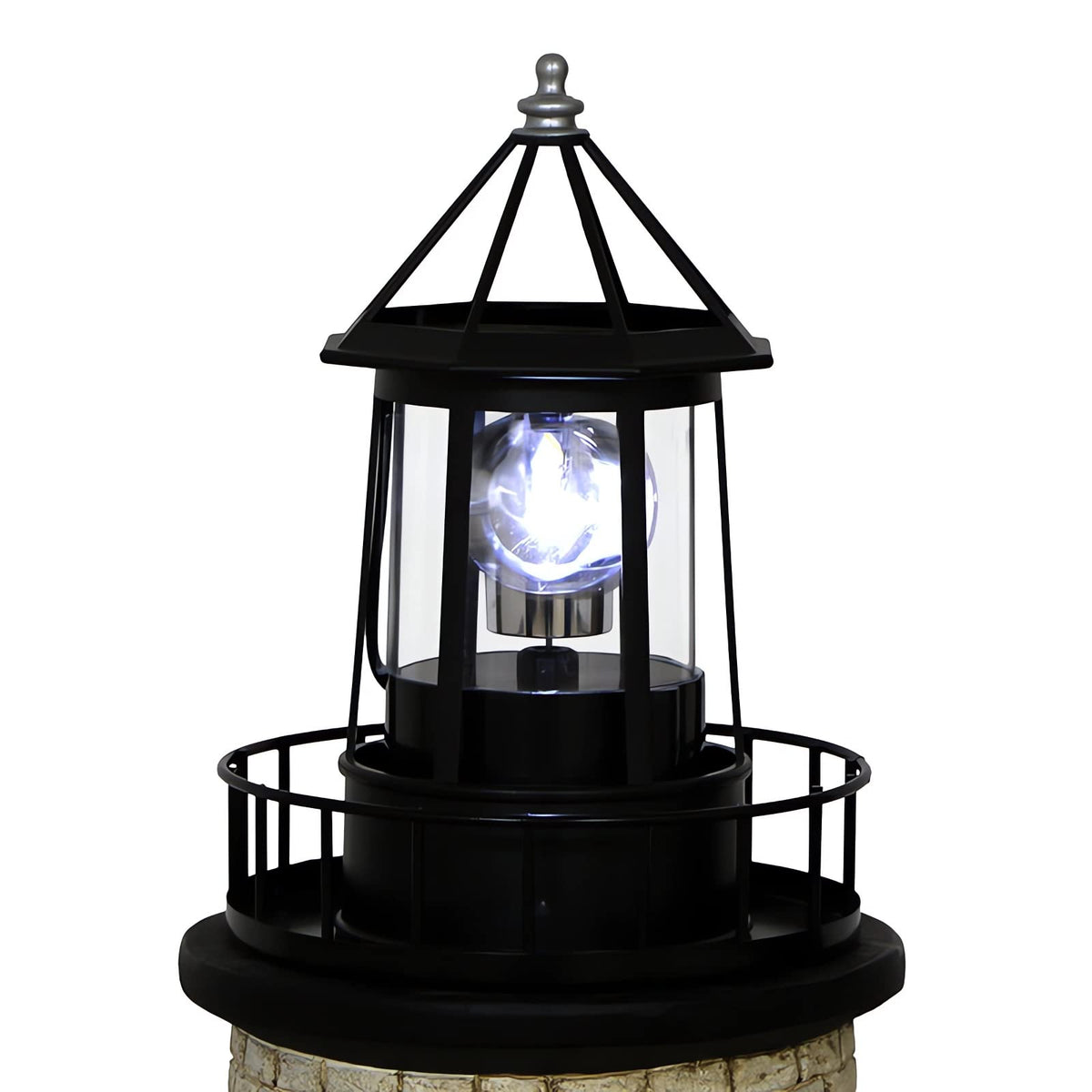 Enajucy solar lighthouse rotates to illuminate outdoor pathways with even light
