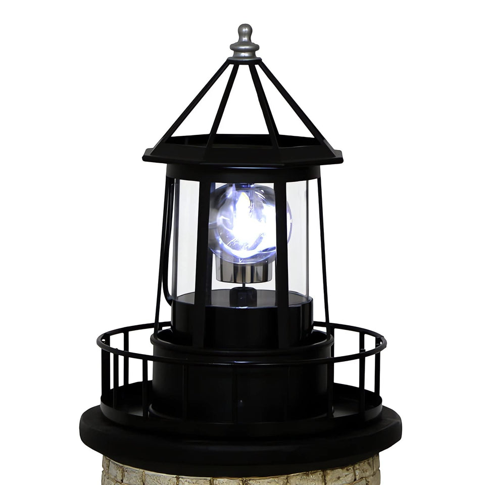 Enajucy solar lighthouse rotates to illuminate outdoor pathways with even light