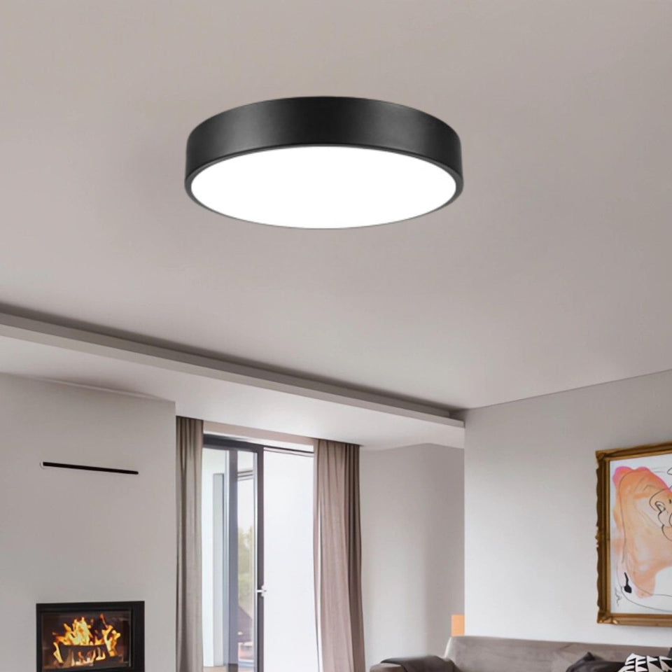 ENATECLITE matte black flush-mount front view with clean lines