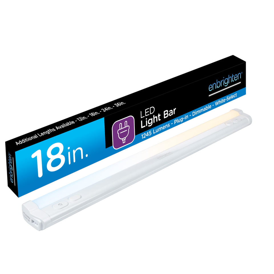 Enbrighten 18-inch under-cabinet light provides diffused brightness for kitchens.