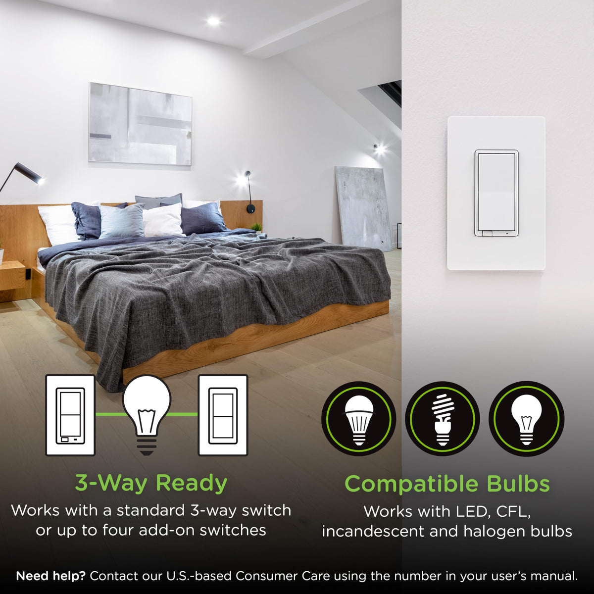Enbrighten 800LR daisy-chain terminals enable multi-switch configurations.