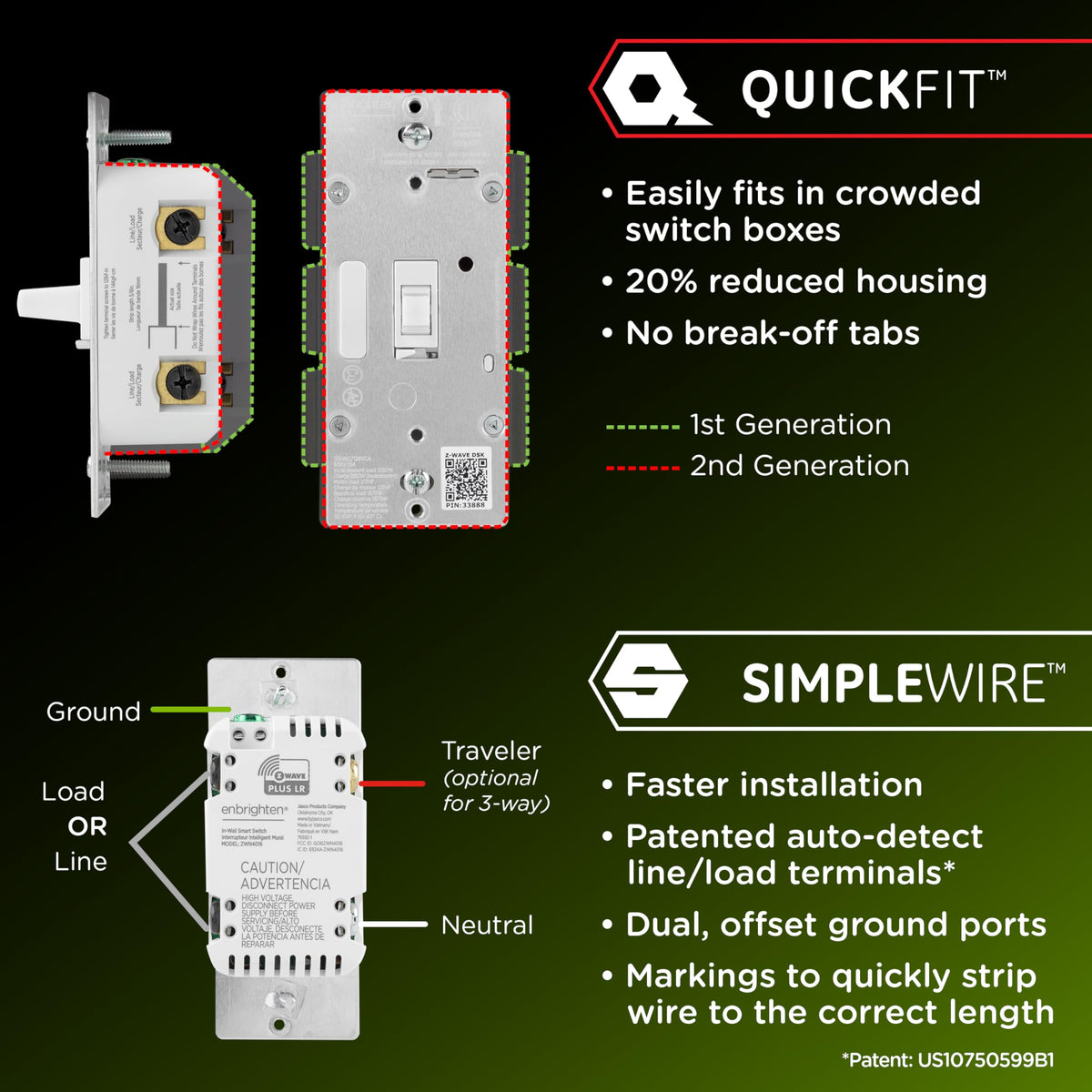 Inside view highlighting quickfit and simplewire for easy wiring