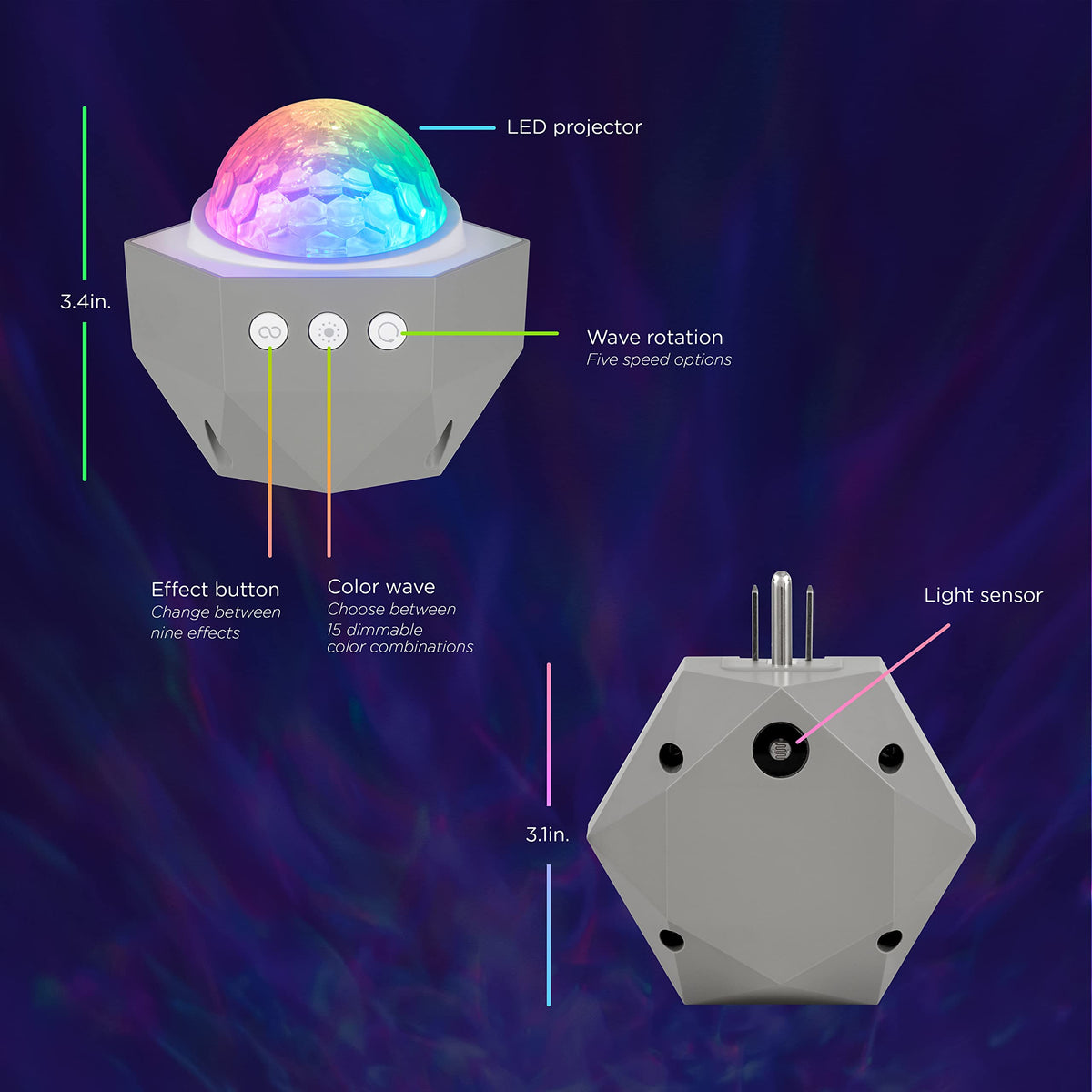 Enbrighten Galaxy Wave projector ceiling waves demonstrates room-wide color flow and serene ambiance.